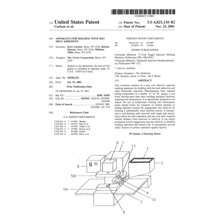 Cavist Low Pressure Molding machine patent